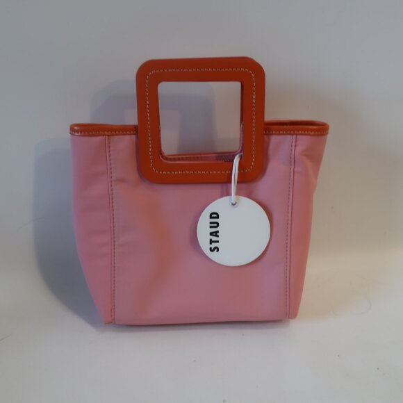 NWT Authentic Womens Staud Grapefruit Apricot Mini Shirley Tote Handbag - Picture 2 of 9